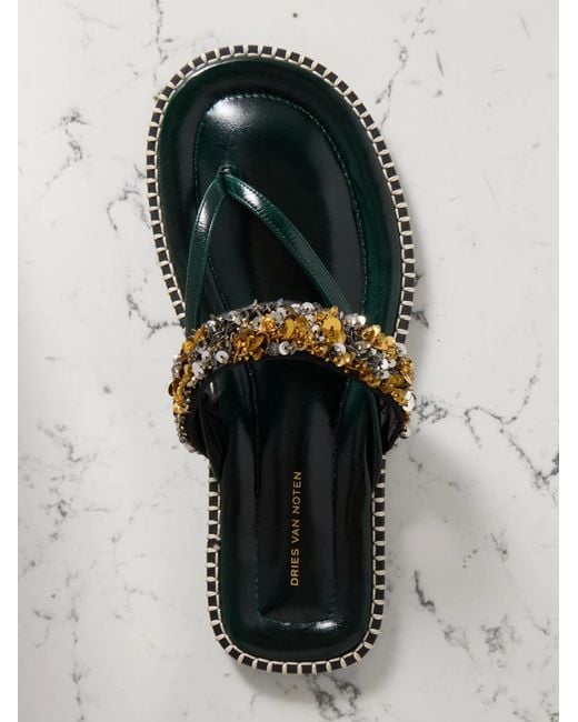 Dries Van Noten Multicolor Sequin Slip-On Sandals