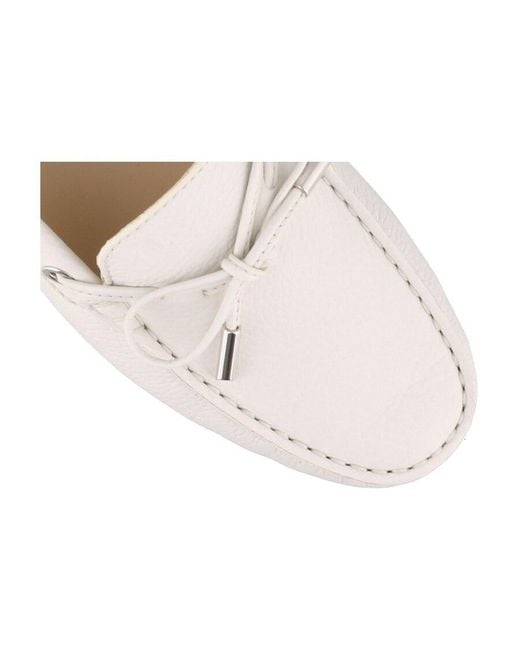 Tod's White Gommino Slip-On Loafers