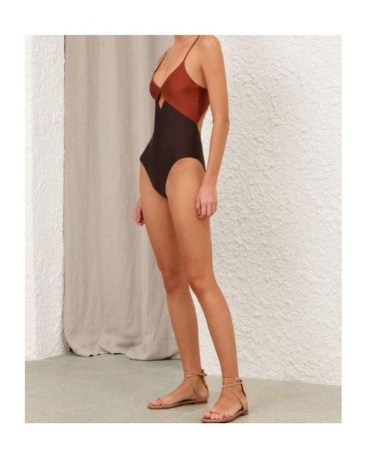 Zimmermann Brown Aster Cut-Out Swimsuit