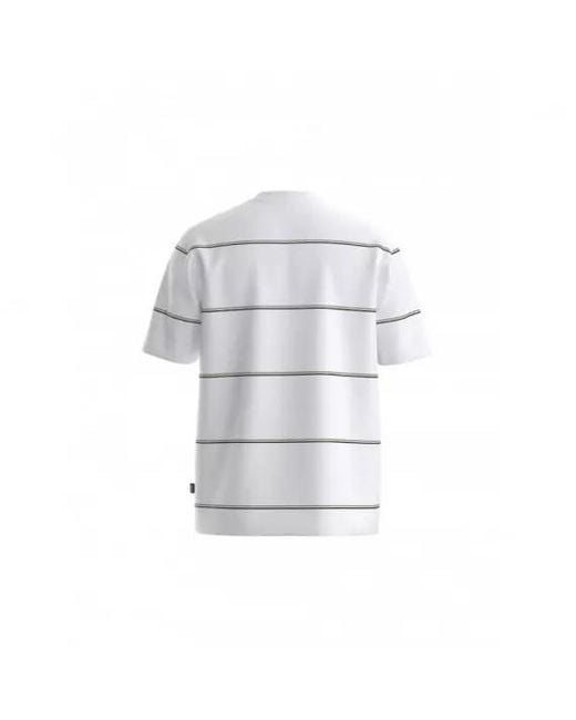 Boss White Striped Pocket T-Shirt for men