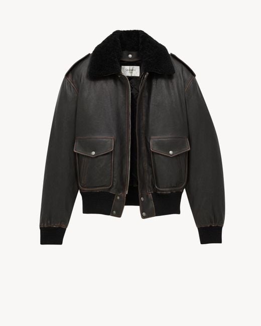 Saint Laurent Gray Zip-Up Bomber Jacket