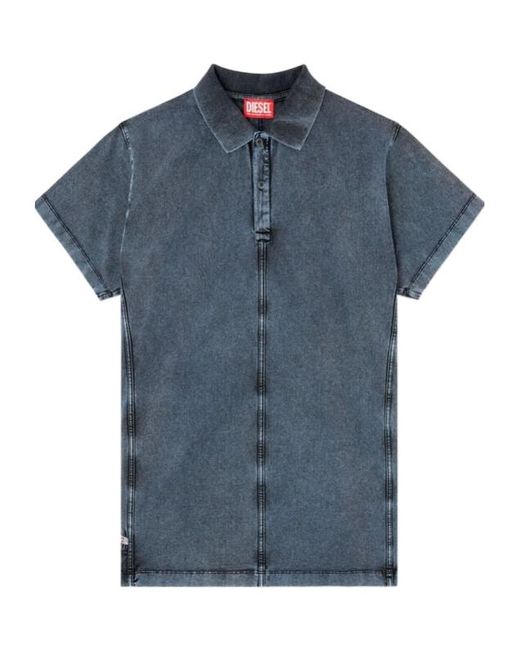 DIESEL Blue T-Nomely Buttoned-Fastening Polo Shirt for men