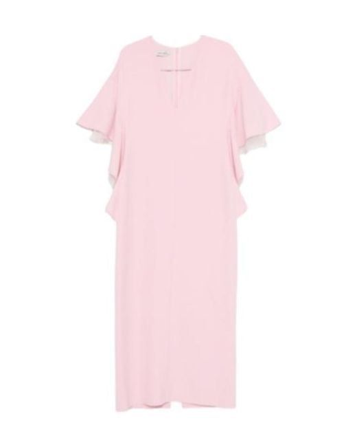 Alberta Ferretti Pink V-Neck Dress