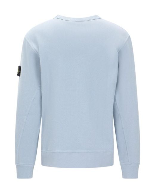 Stone Island Blue Logo-Patch Crewneck Sweatshirt for men