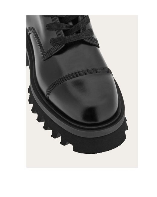 Ferragamo Black Chunky Lace-Up Combat Boots