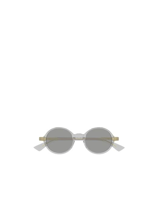 Bottega Veneta White Eyewear Round Frame Sunglasses for men