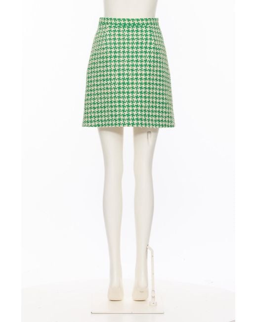 Valentino Green Houndstooth Tweed Short Skirt