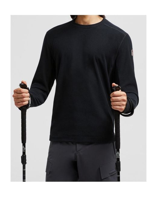Moncler Black Grenoble Logo Embroidered Crewneck Jumper for men