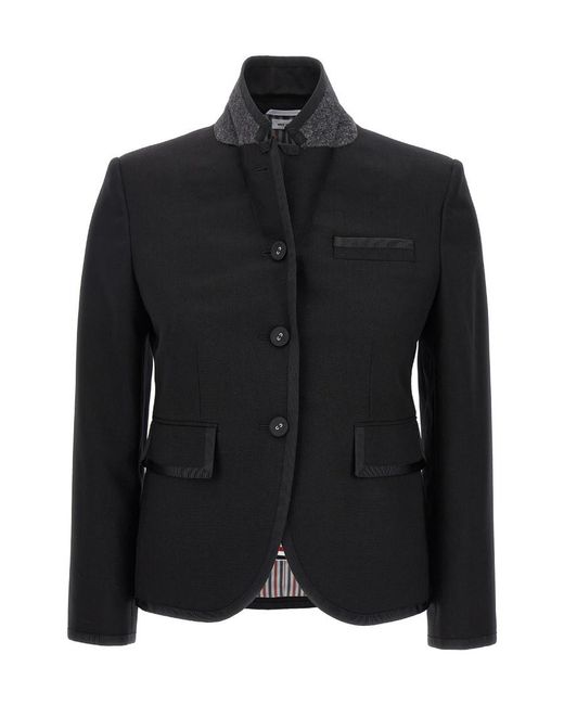 Thom Browne Black Notched-Lapel Fitted Jacket