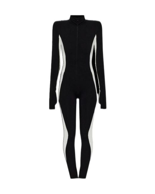 DSquared² Black Skiers Jersey Panelled High-Neck Jumpsuit