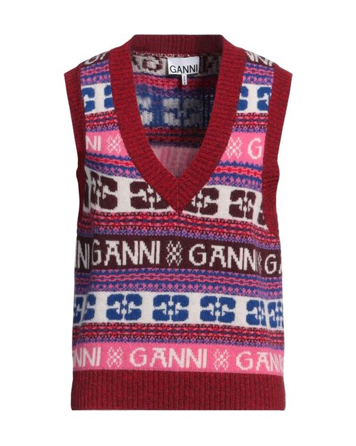Ganni Red Colorful Sleeveless Knit Top