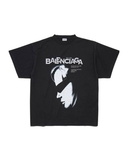 Balenciaga Black Graphic Print Oversized T-Shirt for men
