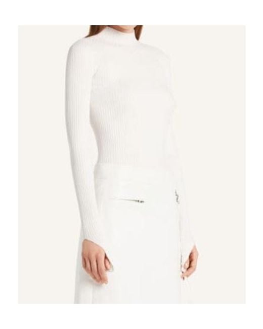 Courreges White Ribbed Turtleneck Top