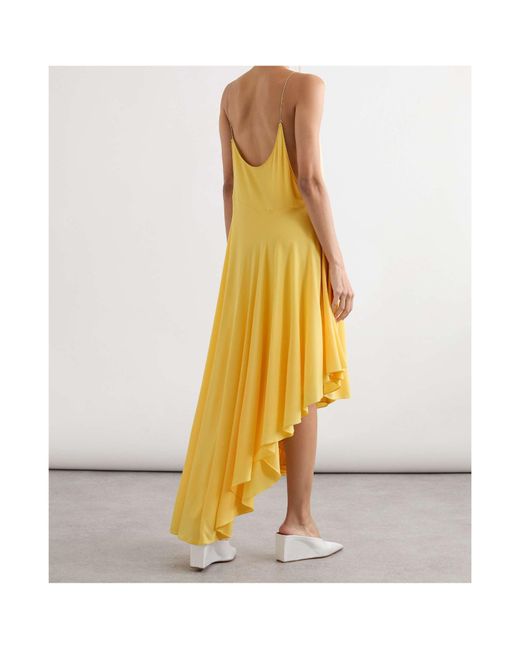Alaïa Yellow Asymmetric Jersey Midi Dress