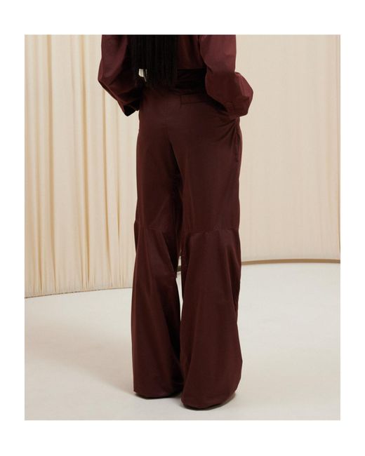 Lemaire Red Mid-Rise Pleated Wide Leg Pants