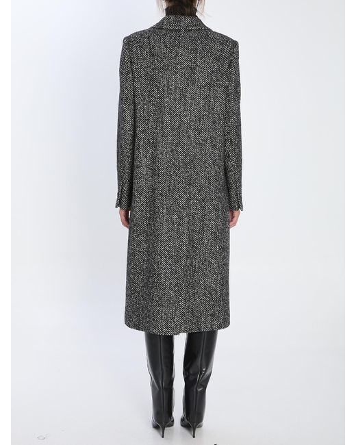Tagliatore Black Amanda Herringbone Wool Coat