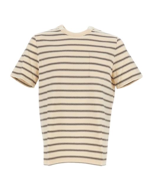 A.P.C. White Striped Crewneck T-Shirt for men