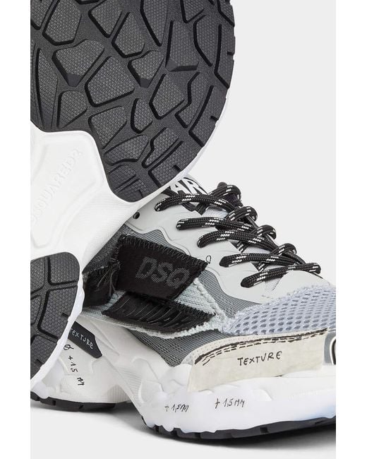 DSquared² Gray Logo-Patch Lace-Up Sneakers for men