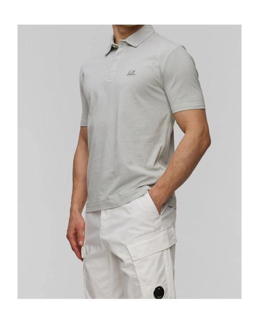C P Company Gray 1020 Jersey Logo Polo for men