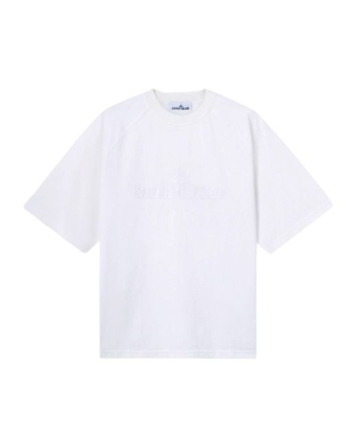 Stone Island White Oversized-Fit Short-Sleeve T-Shirt With Logo Embroidery for men