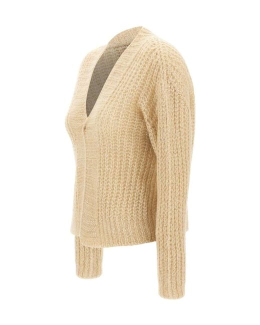 Kaos Natural Open-Knit Sequined Cardigan