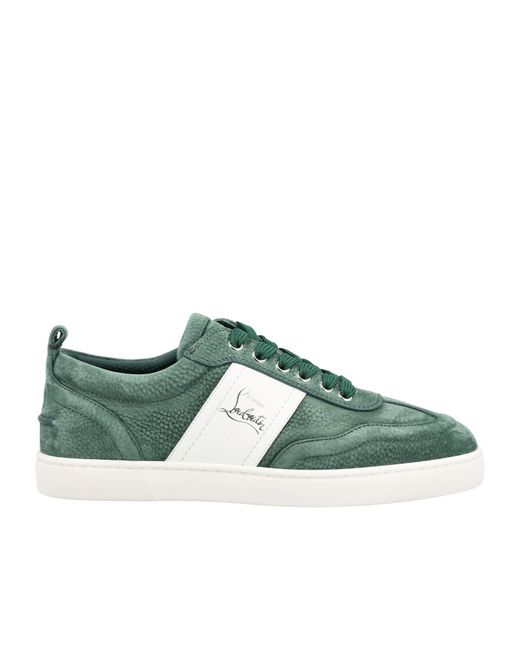 Christian Louboutin Green Round Toe Lace-Up Sneakers for men