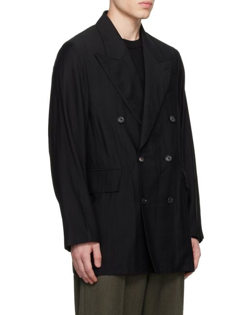 Our Legacy Black Long-Sleeved Double-Breasted Blazer for men
