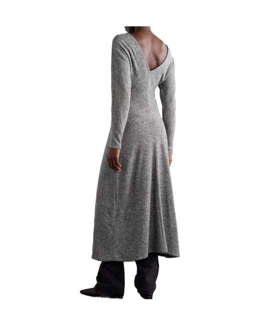 Proenza Schouler Gray Pleated Bouclé Midi Dress