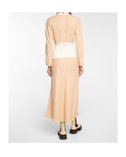 Jil Sander Natural High-Neck Knit Midi Dress