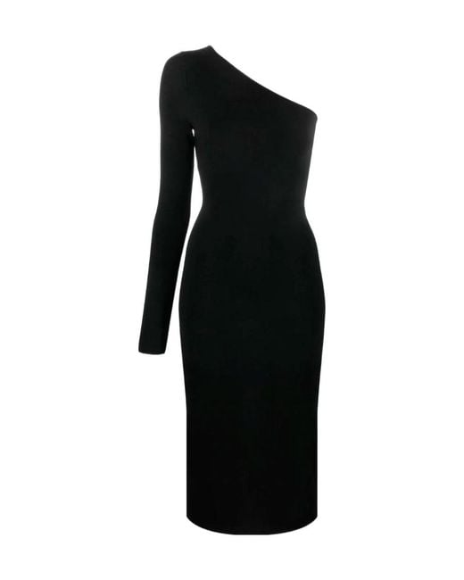 Victoria Beckham Black Single-Sleeve Bodycon Midi Dress