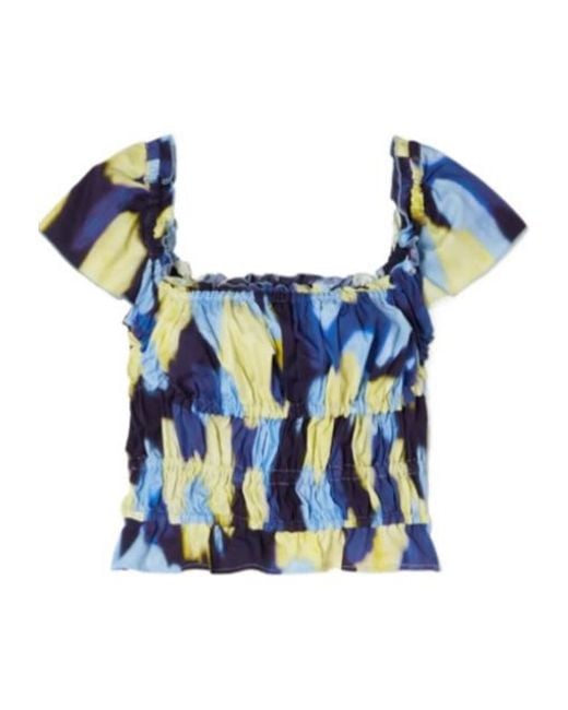 Altuzarra Blue Ruffled Printed Top
