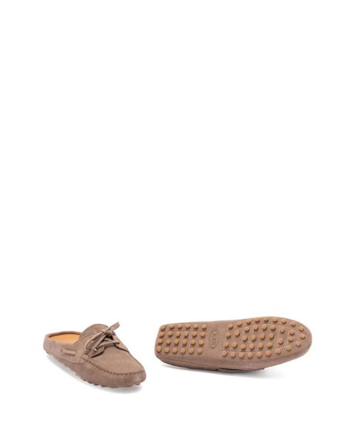 Tod's Brown Glove Gommino Lace-Up Mules
