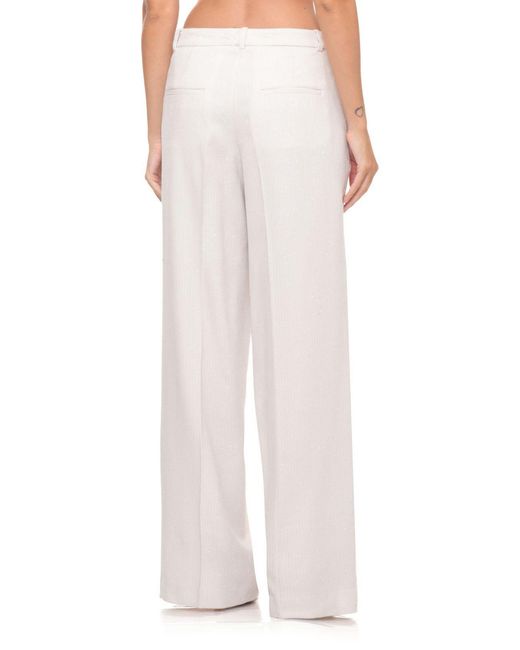 Peserico White Ribbed Wide-Leg Pants