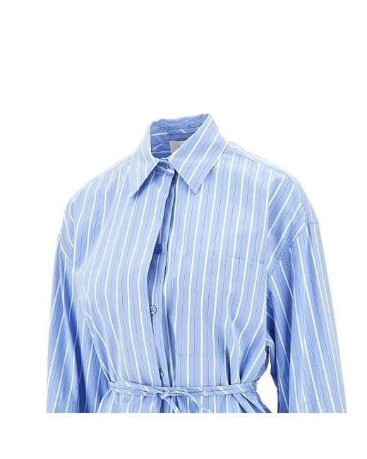 Sportmax Blue Firma Striped Button-Up Shirt