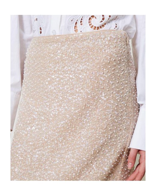 Twinset Natural Sequinned Skirt