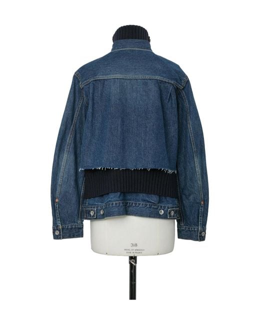 Sacai Blue Denim X Wool Knit Jacket