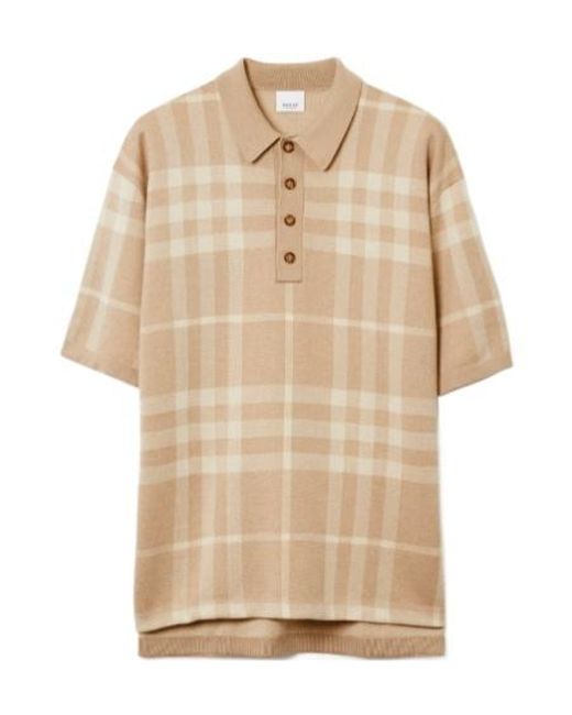 Burberry Natural Check Silk Wool Jacquard Polo Shirt for men