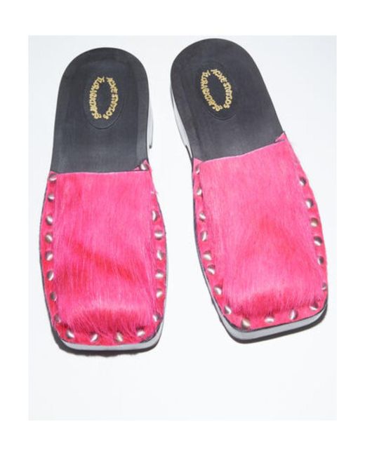 Acne Pink Brushed-Effect Leather Mules