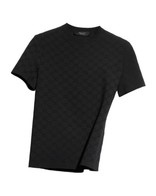 Gucci Black Monogram Knit T-Shirt for men