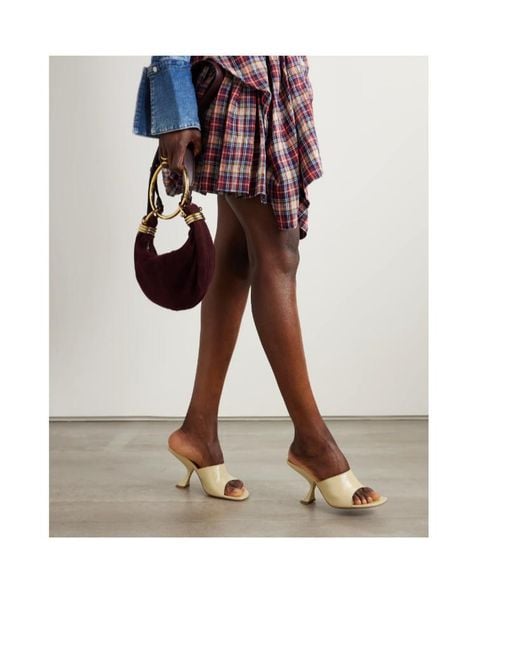 AMINA MUADDI Natural Patent-Leather Mules