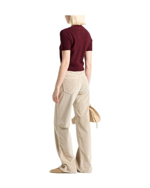 Maison Margiela Red Crew-Neck Short-Sleeve Knit Top