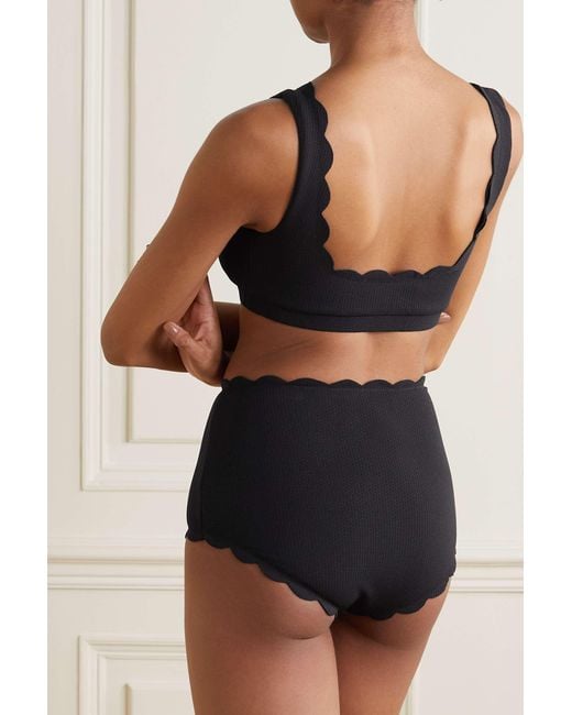 Marysia Swim Black Net Sustain Palm Springs Scalloped Top Bikini