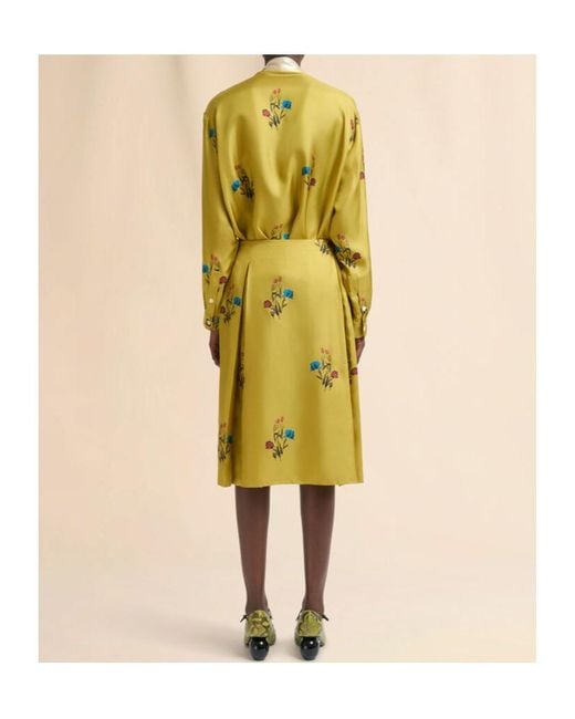 Marni Yellow Tulip Print Satin Skirt