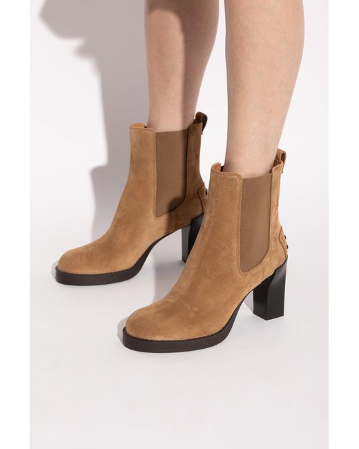 Tod's Brown Heeled Chelsea Ankle Boots