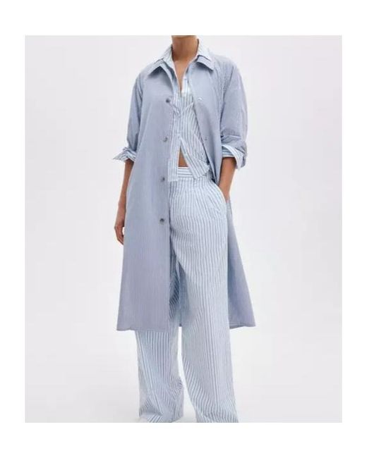 Rag & Bone Blue Striped Buttoned Coat