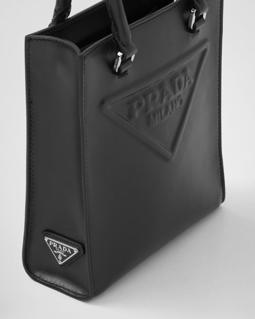 Prada Black Leather Logo Todd Handbag