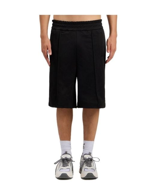 Palm Angels Black Curved Logo Track Shorts for men