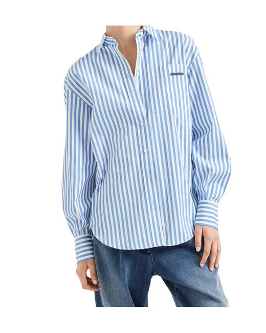 Brunello Cucinelli Blue Striped Long Sleeved Shirt