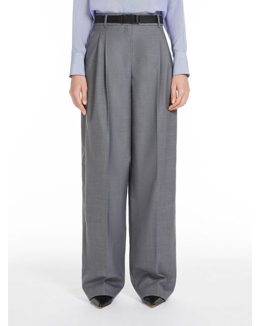 Max Mara Gray Studio Juanita Belted Straight Leg Trousers