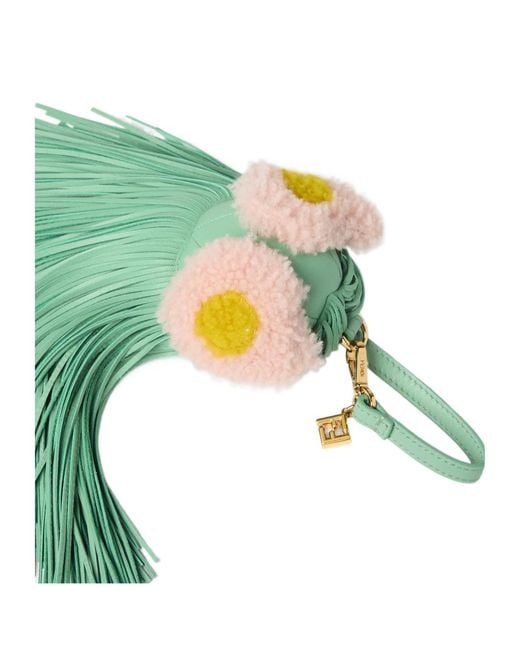 Fendi Green Fringed Bag Bugs Charm